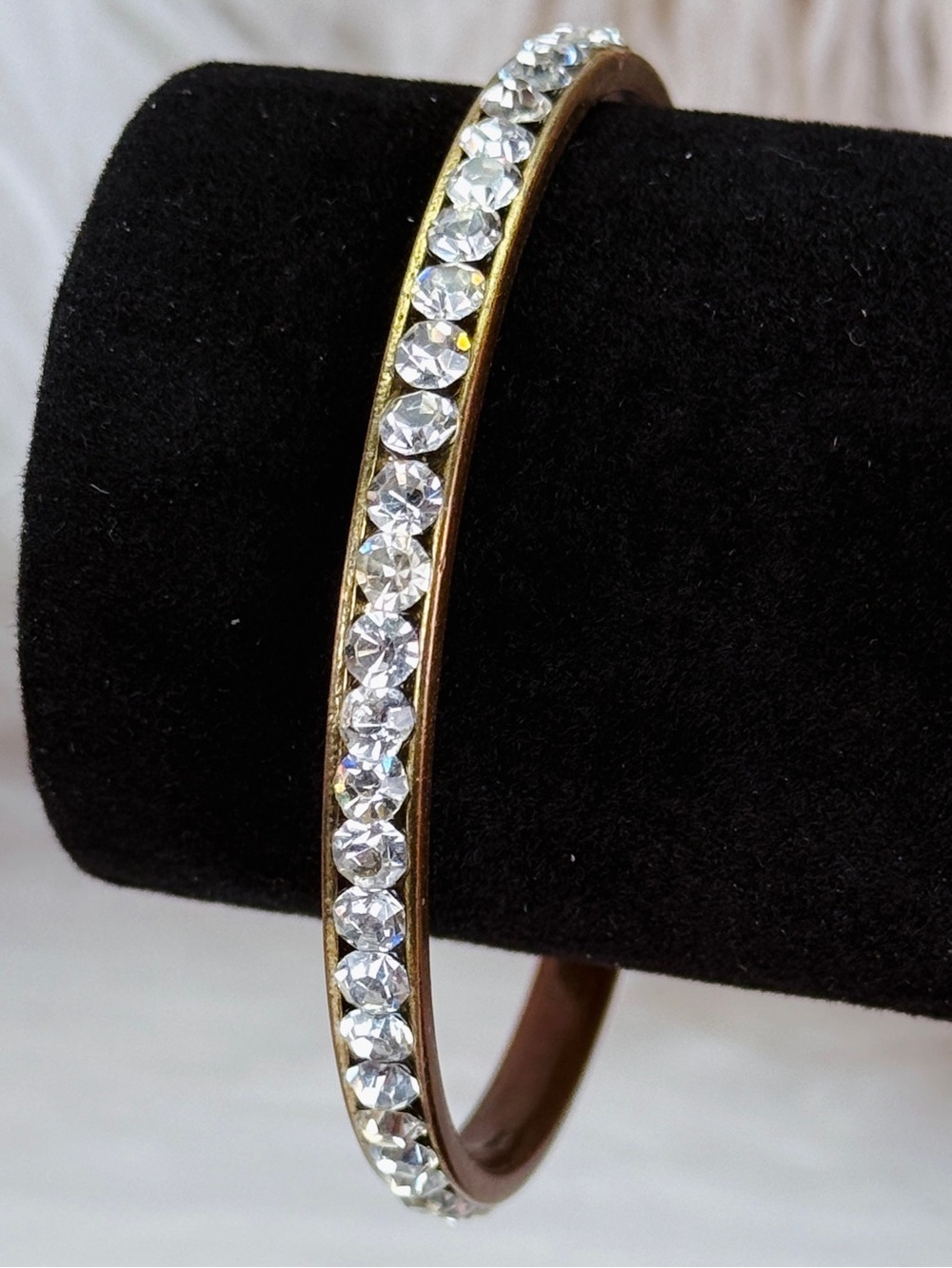 Vintage aged Coppetone Crystal Bling Bangle Bracelet
